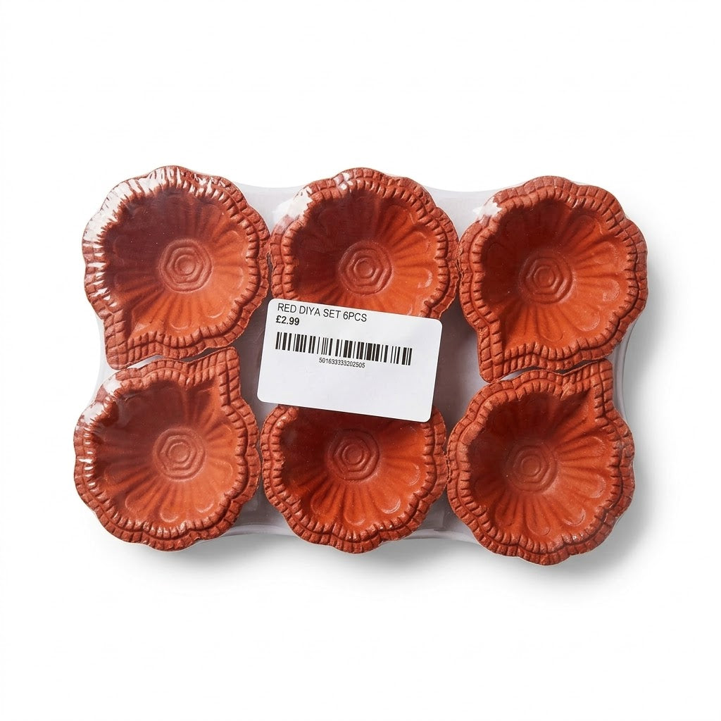 Traditional Red Diyas Set(Pack of 6)
