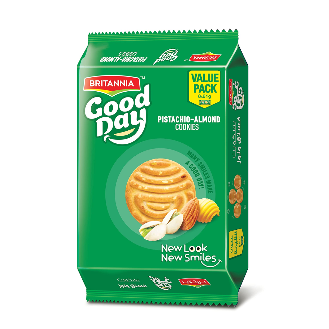 Buy Britannia Good Day Pistachio Almond Cookies (8X81g) 648g online at the best price from FAIRMART.
