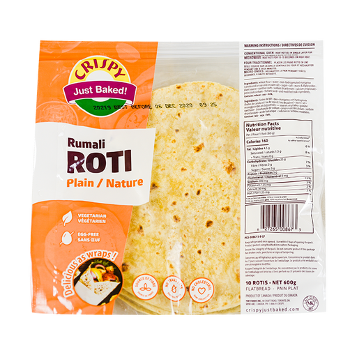 Crispy Frozen Rumali Roti (White Plain) 600g
