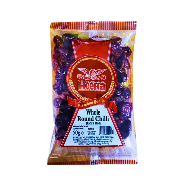 Buy Heera Round Chilli Whole 50g Online in Fairmart UK