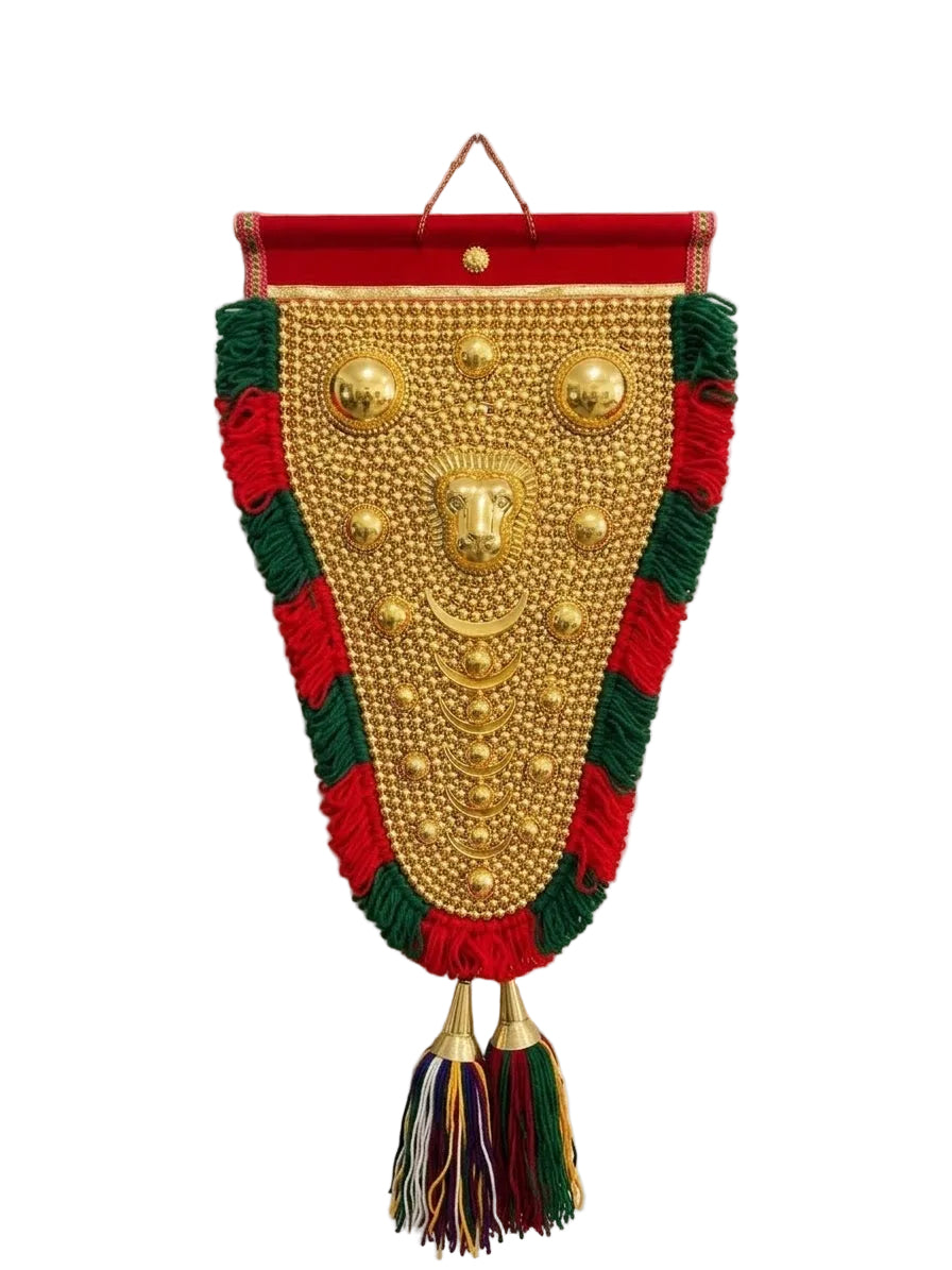 Traditional Kerala Nettipattam Red & Green Accents (17x12 Inch)