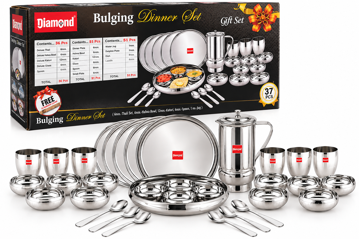 Diamond 37 pcs Thali SS Set