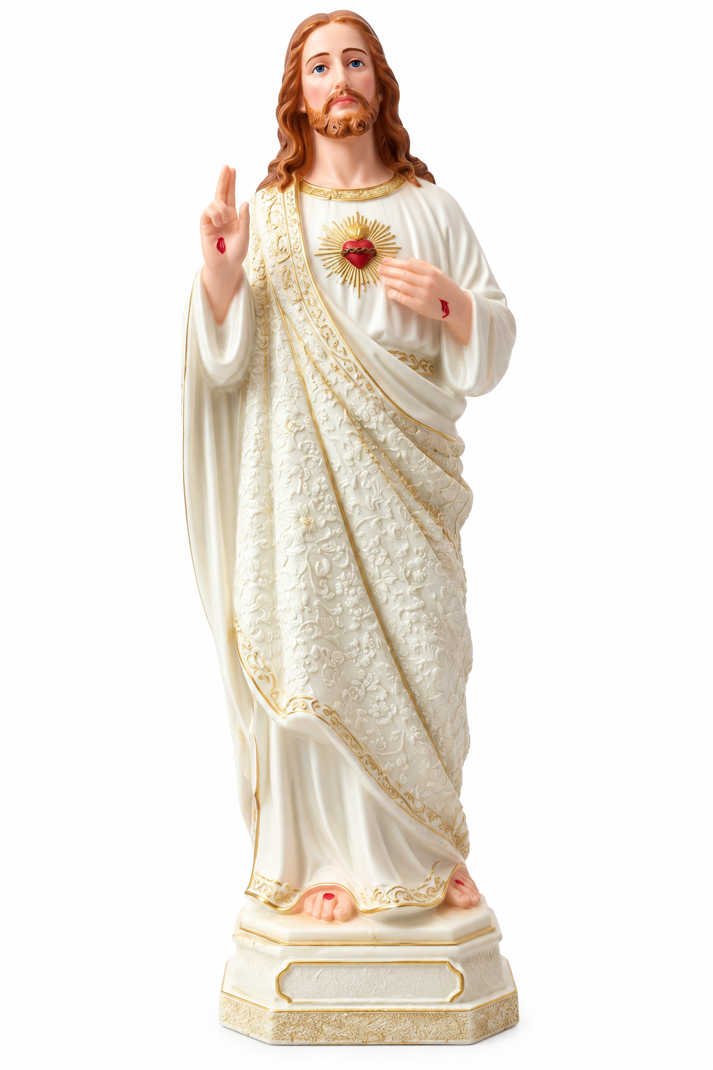 Sacred Heart of Jesus Statue – White & Gold Robe