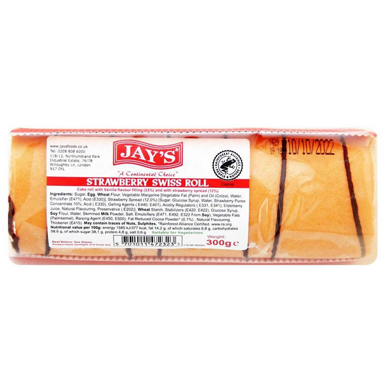 Jays New Strawberry Swiss Roll 300g