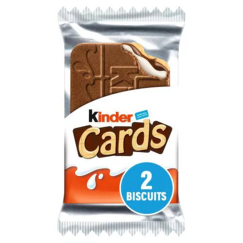 Kinder Cards Milk Chocolate Wafer Biscuit Snack Bar Twin Pack 25.6g