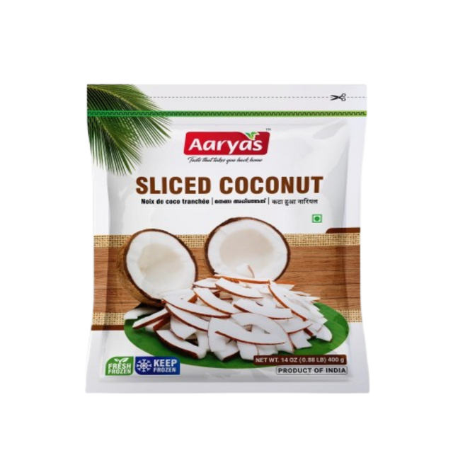 Buy Aaryas Frozen Sliced Coconut 400g online at the best price from FAIRMART.
