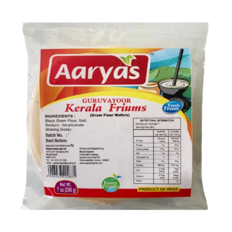 Buy Aaryas Frozen Guruvayoor Papadom 200g online at the best price from FAIRMART.