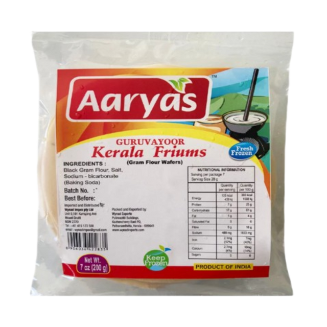 Buy Aaryas Frozen Guruvayoor Papadom 200g online at the best price from FAIRMART.