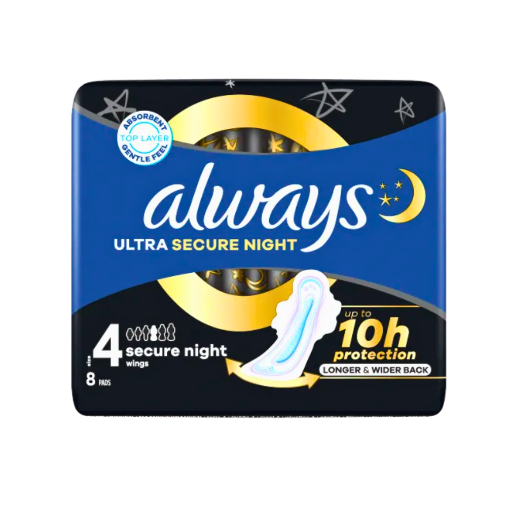 Always Ultra Secure Night (Size 4) Sanitary Towels With Wings