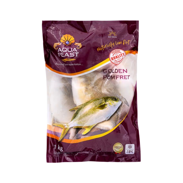 Buy Aqua Feast Frozen Golden Pomfret 1kg  online at the best price from FAIRMART.