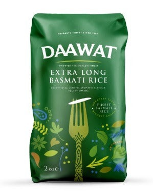 Buy Daawat Extra Long Green Basmati Rice 2kg Online in Fairmart UK