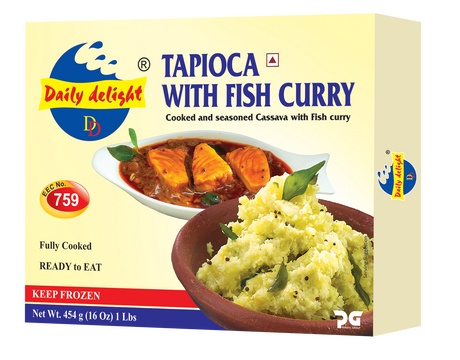 Buy Daily Delight Frozen Tapioca With Fish Curry 454g Online in Fairmart UK