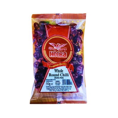Buy Heera Round Chilli Whole 50g Online in Fairmart UK