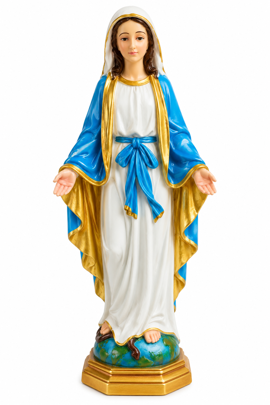 Our Lady 17 inch Closed White Blue Head Cover Gold  Robe