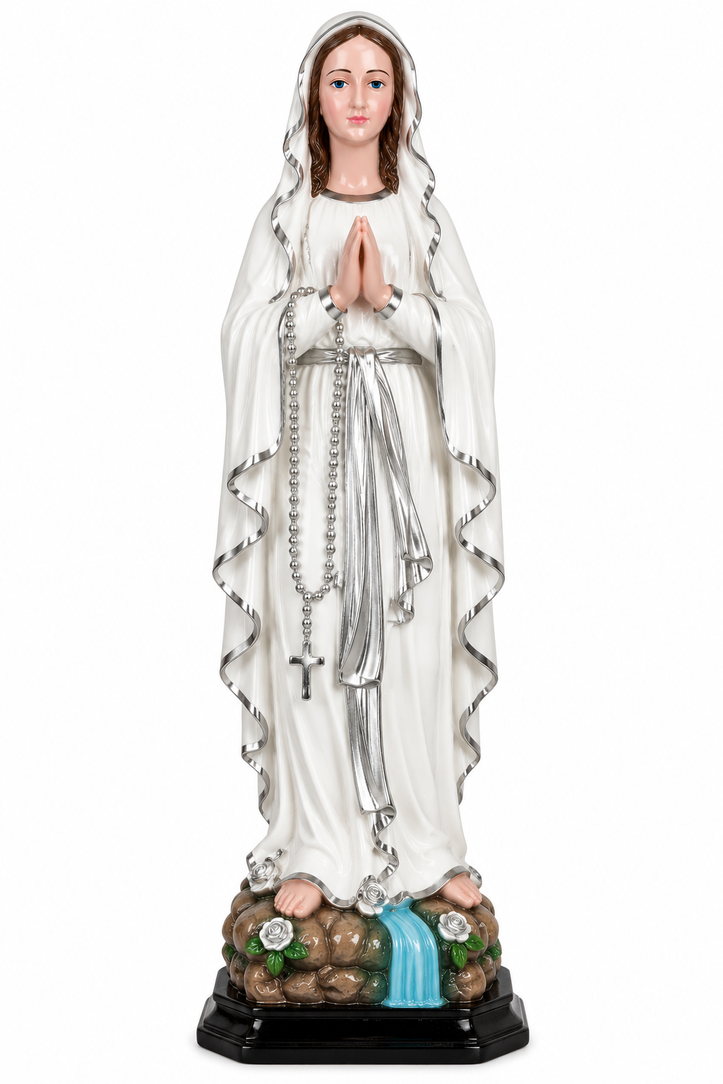 Our Lady 18inch closed White Silver Robe