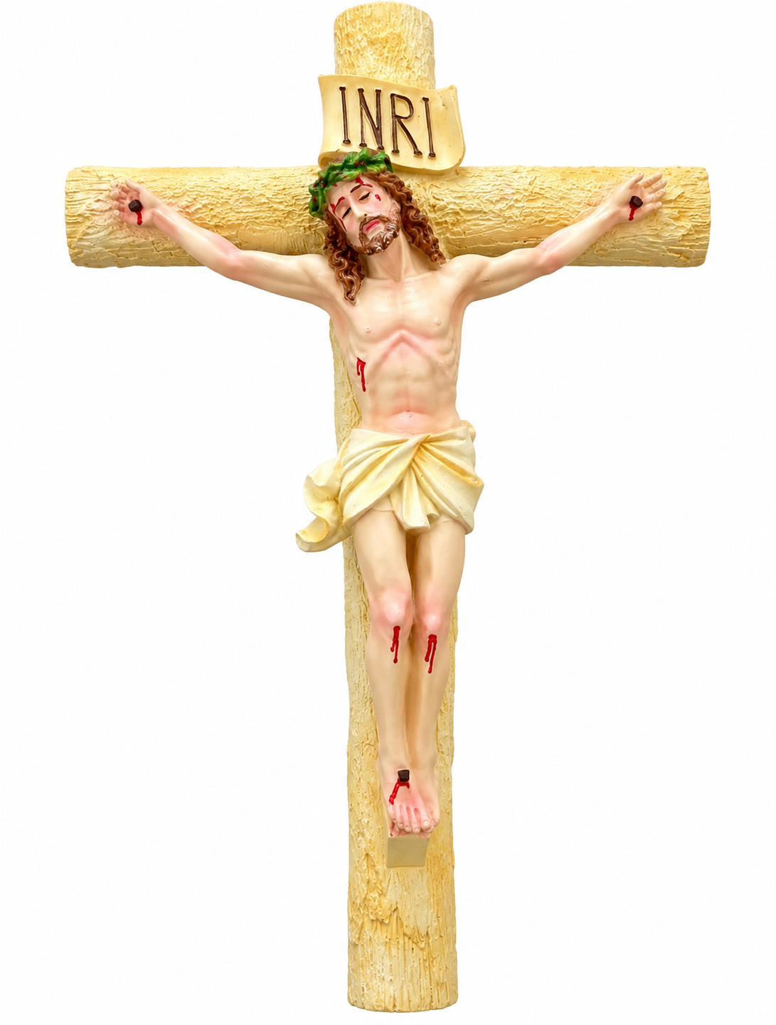 Traditional Jesus Christ Crucifix Wall Cross – Cream & Gold Finish