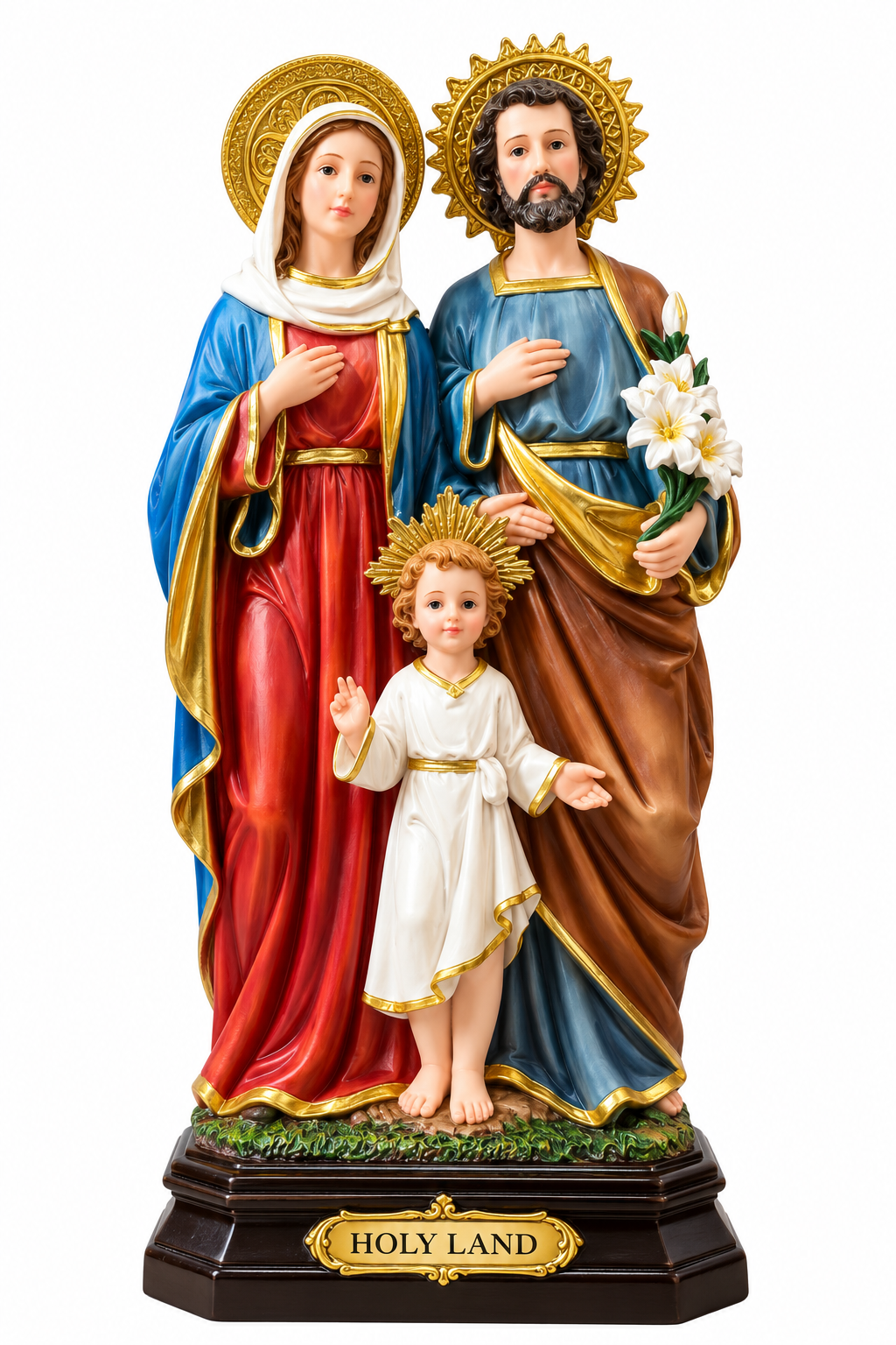 Holy Family Statue – Jesus, Mary & Joseph with Gold Detailing