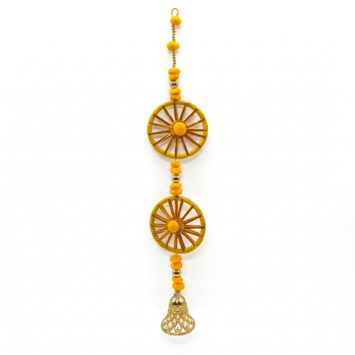 Yellow Chakram Design Artificial Flower Toran (28-Inch)